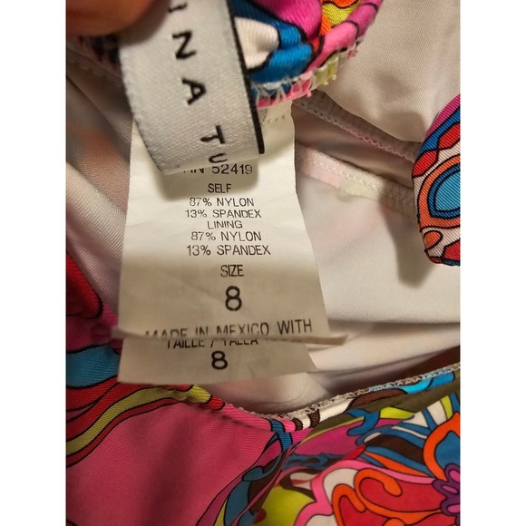 Trina Turk Multicolor Pink One Piece Bathing Suit Gold Accessories sz 8 - Picture 7 of 11
